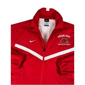 Nike Wheeling Jesuit Track & Field Red Full Zip Vented Windbreaker jacket Mens L